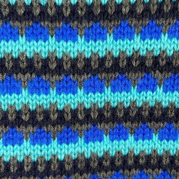 TALBOTS Lambswool Stripe Turtleneck Knit Sweater Cornflower Blue Chunky Prep M - Picture 3 of 10